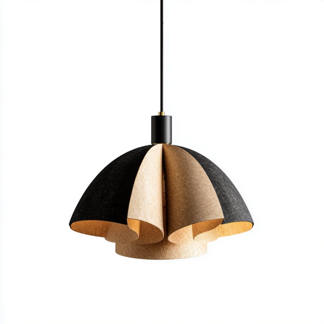 Plafonnier en papier avec finition dorée et structure métallique-Artin Furniture