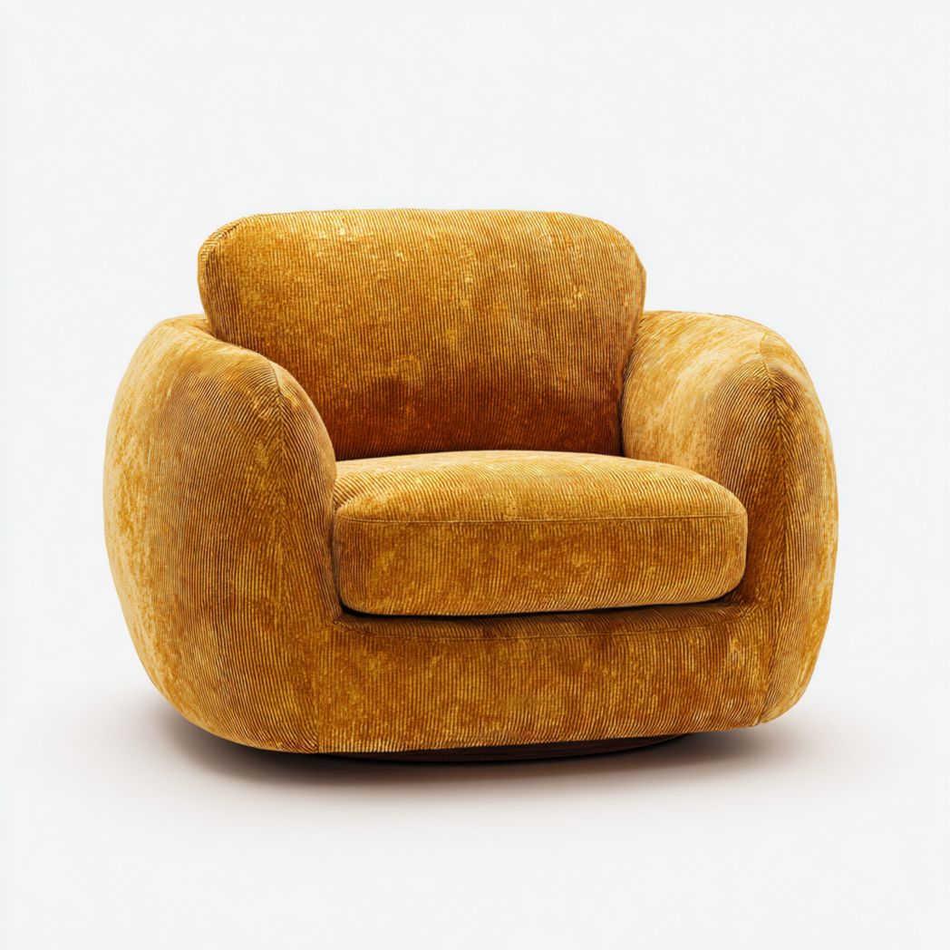 Fauteuil en velours côtelé jaune-Artin Furniture