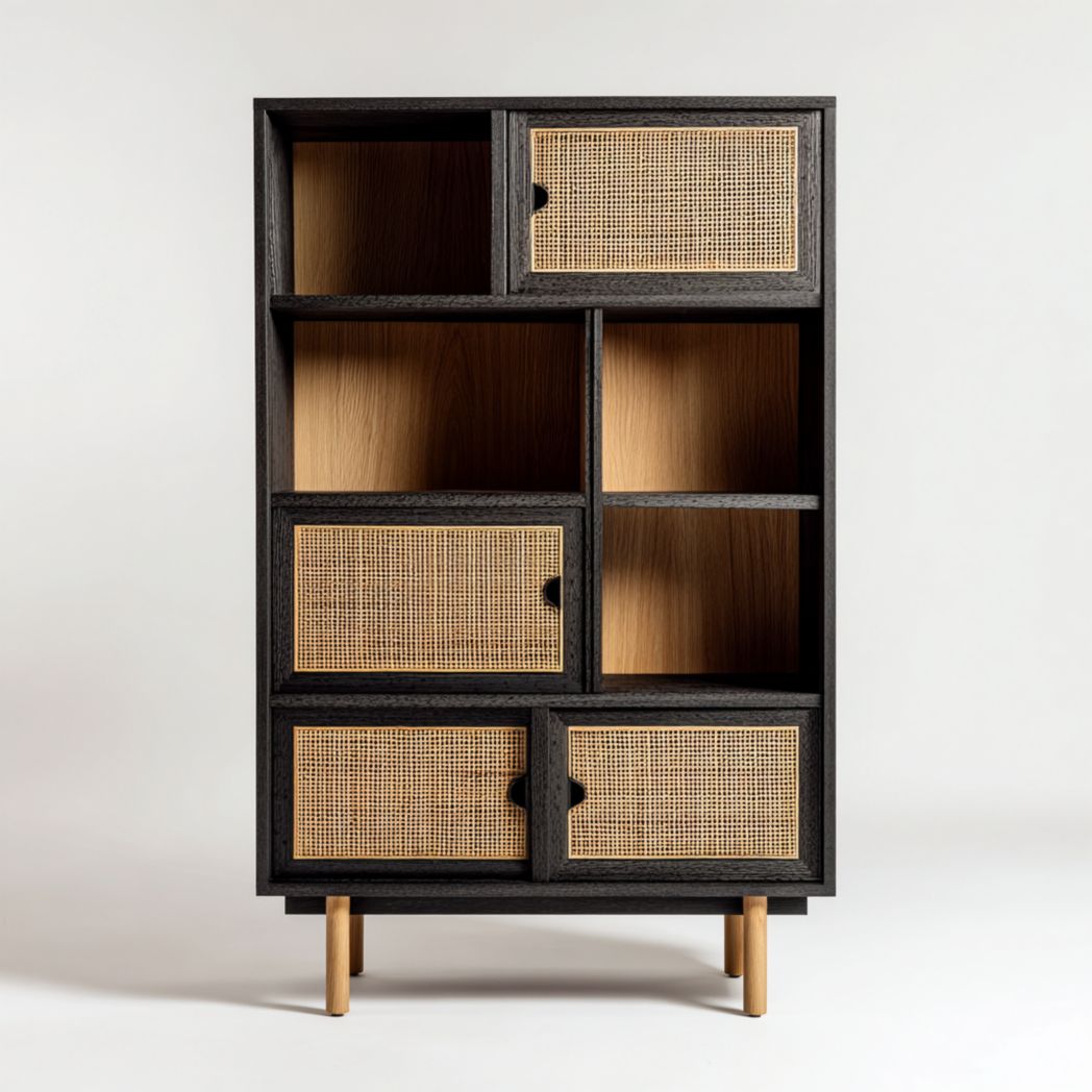 Meuble de rangement en bois et rotin-Artin Furniture