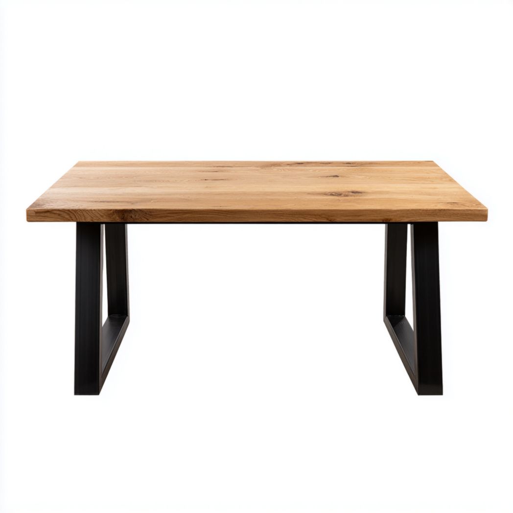 Table à manger en bois massif avec pieds en métal noir-Artin Furniture