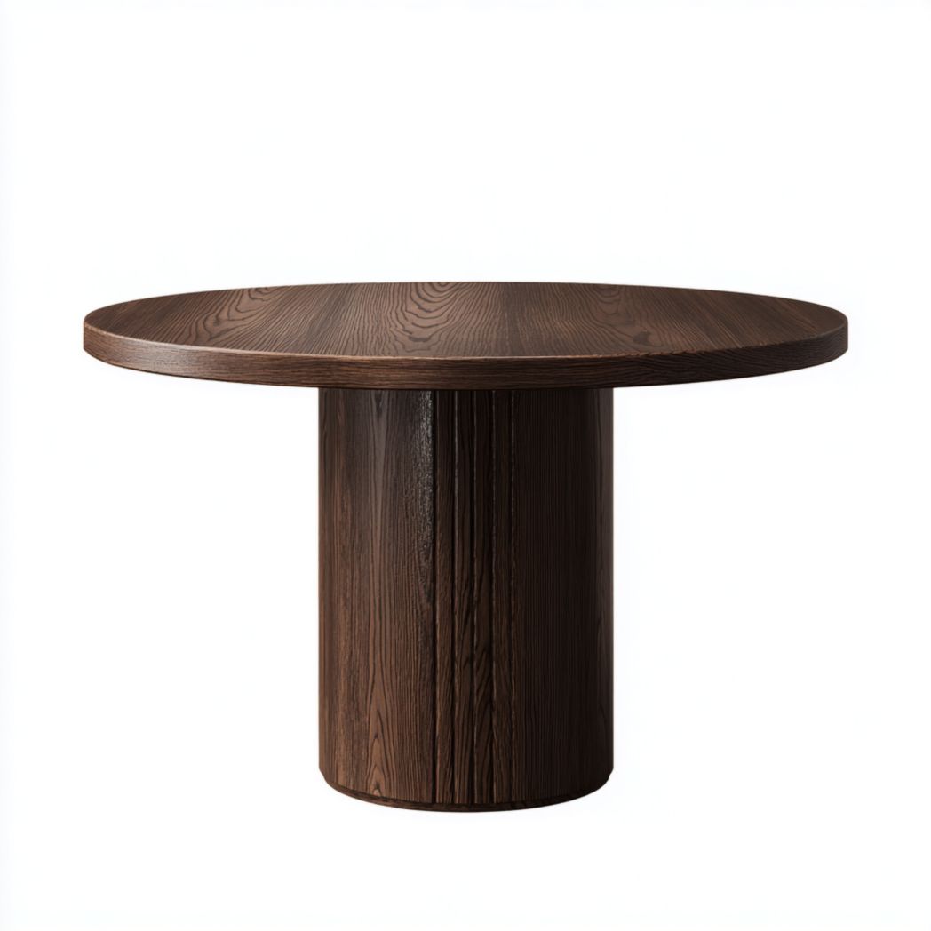 Table ronde en chêne noir avec pied cannelé-Artin Furniture