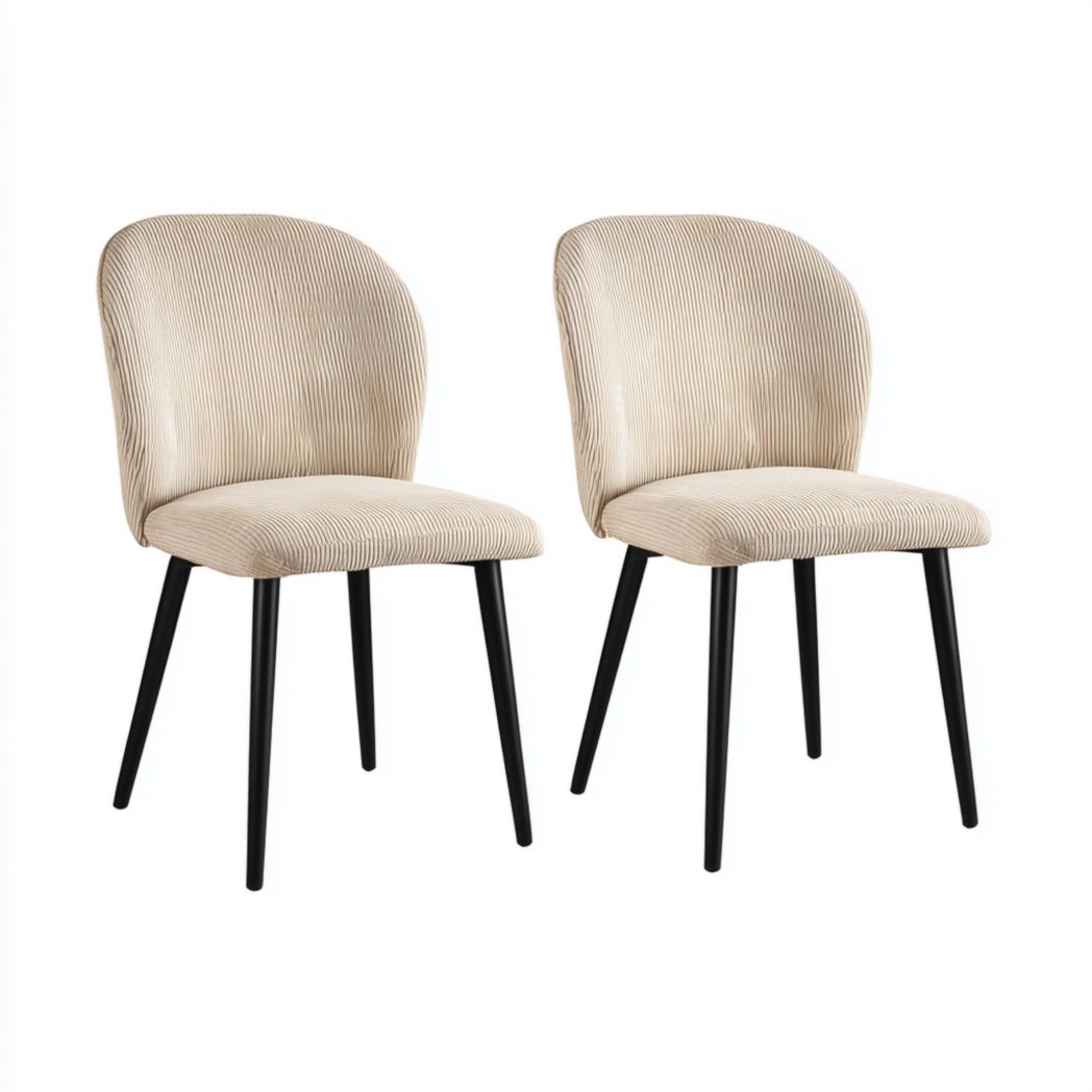 Lot de 2 chaises en tissu à rayures avec pieds en métal noir-Artin Furniture