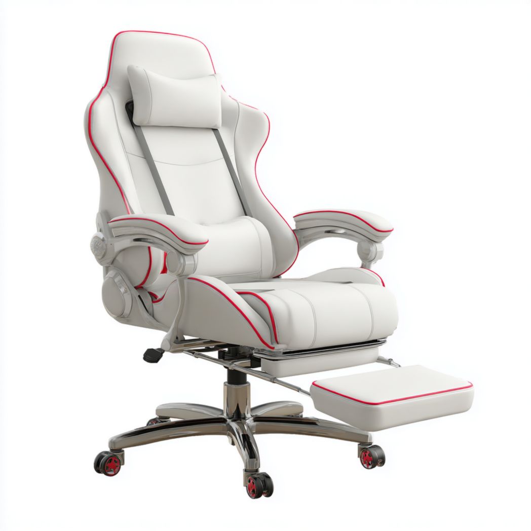 Chaise de bureau de style gaming avec repose-pieds et accents rouges-Pinnacle Furniture