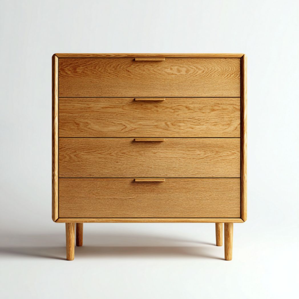 Commode en chêne massif à 4 tiroirs avec pieds en bois-Pinnacle Furniture
