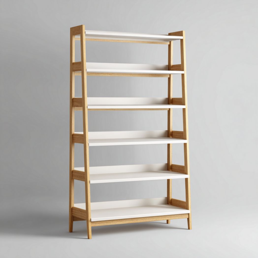 Bibliothèque moderne avec étagères blanches et cadre en bois massif-Pinnacle Furniture