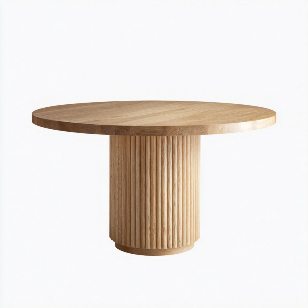 Table ronde en chêne avec pied cannelé-Pinnacle Furniture