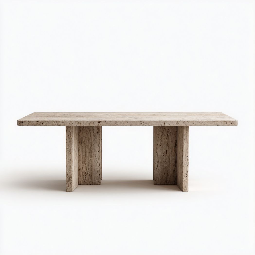 Table de salle à manger en travertin avec pieds massifs-Pinnacle Furniture