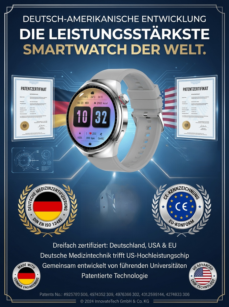 【Von Ärzten empfohlen】Die neueste Generation der Smart-Health-Watch！Messungen lebenslang kostenlos!