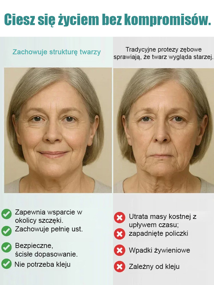 Regulowane i adaptacyjne pełne protezy z pewnym uśmiechem