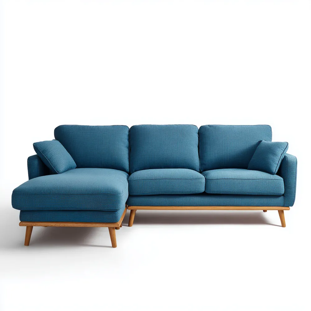 Divano angolare tessuto 250x150x85 cm - Blu - Design moderno