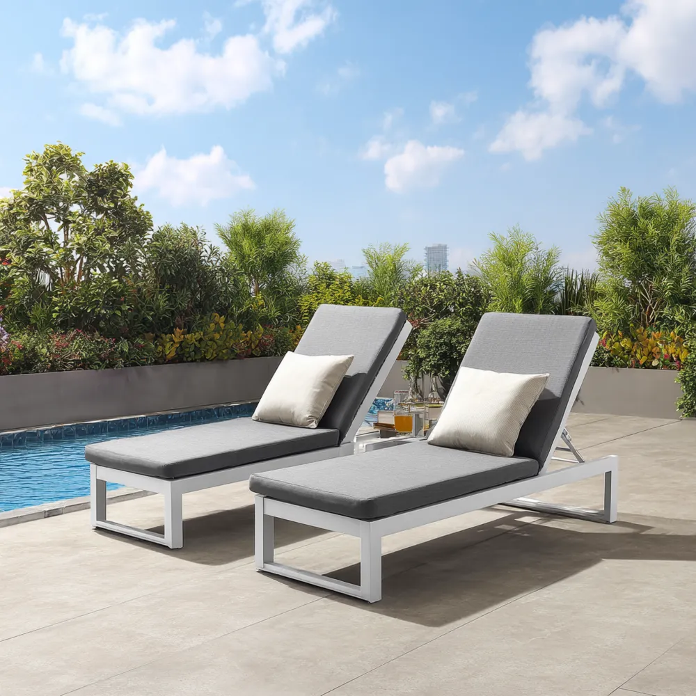 Lettino prendisole in alluminio 200x70x35 cm - Grigio - Design moderno