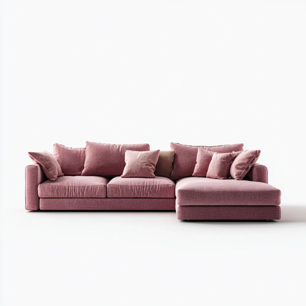 Divano Angolare in Tessuto 250x150x90 cm – Rosa