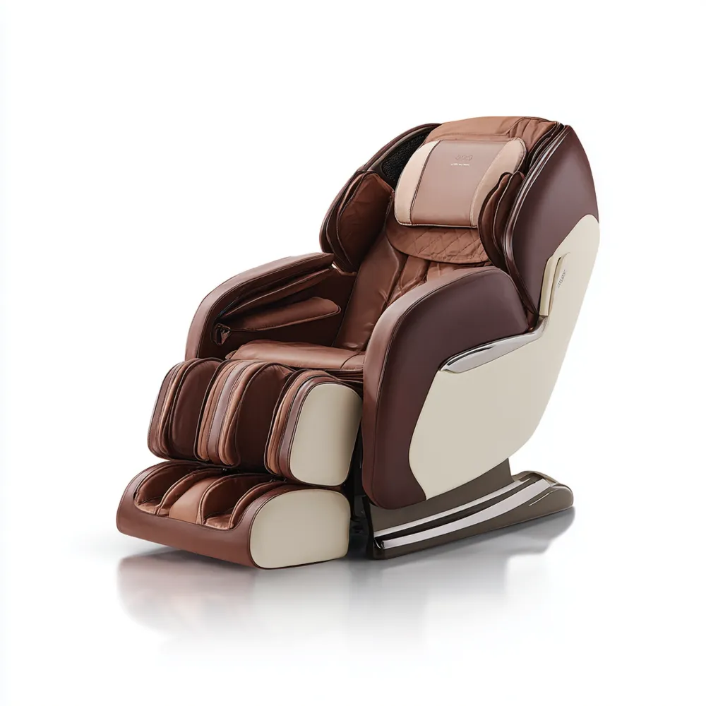 Poltrona massaggiante in pelle PU 120x74x102 cm – Marrone/Beige – Design reclinabile avanzato