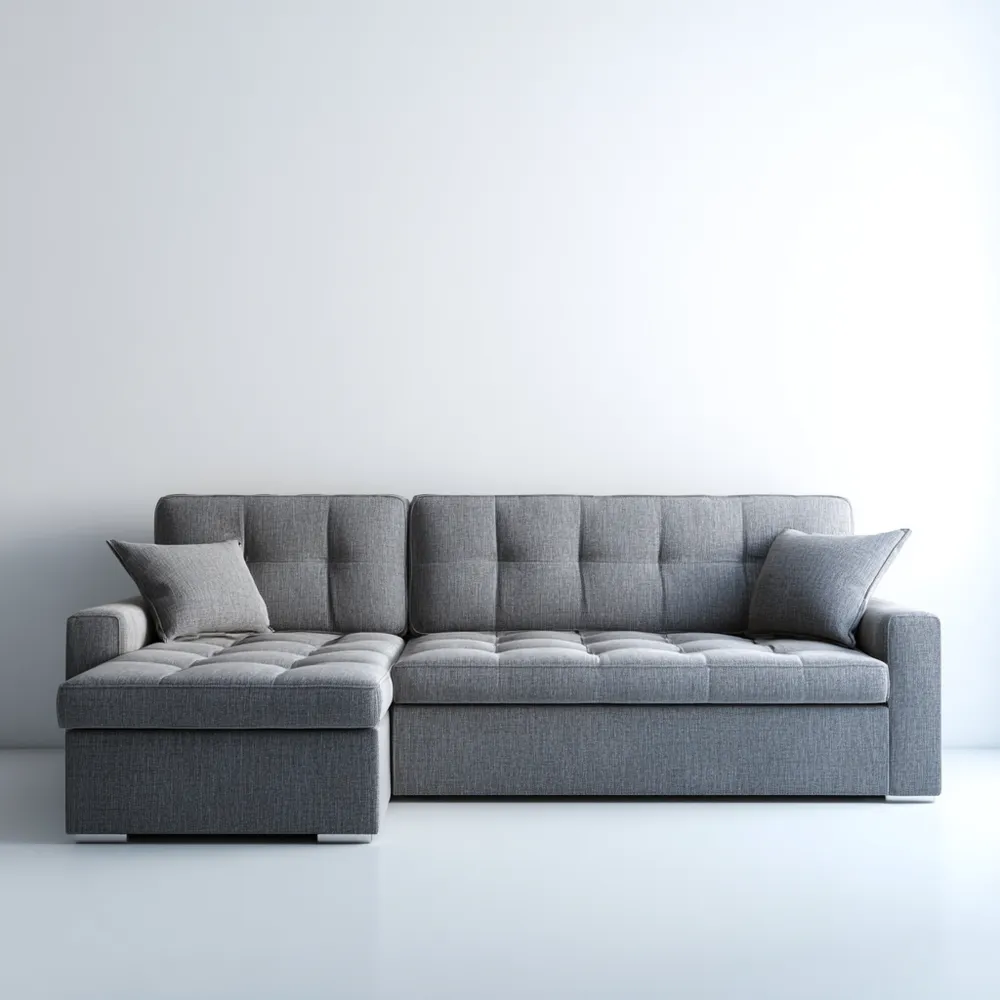 Divano angolare - Tessuto Grigio 250x150x85 cm - Design moderno