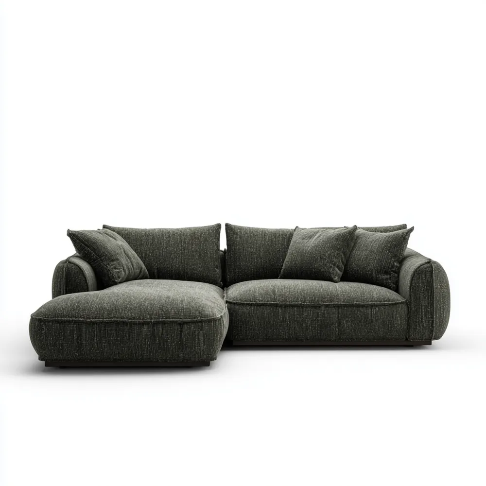 Divano angolare in tessuto 250x150x85 cm – Grigio Scuro – Design moderno