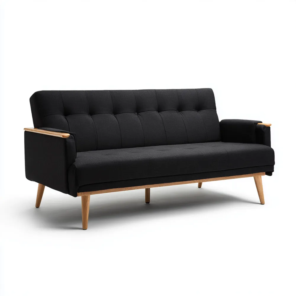 Canapé 2 places Tissu 190x85x75 cm – Noir – Design Scandinave