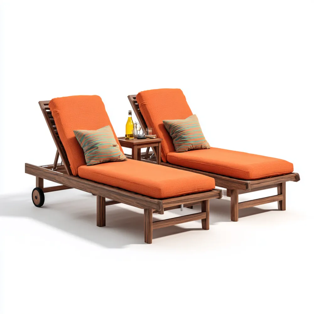 Chaise Longue de Jardin Bois 210x65x35 cm - Orange Vif - Design Moderne