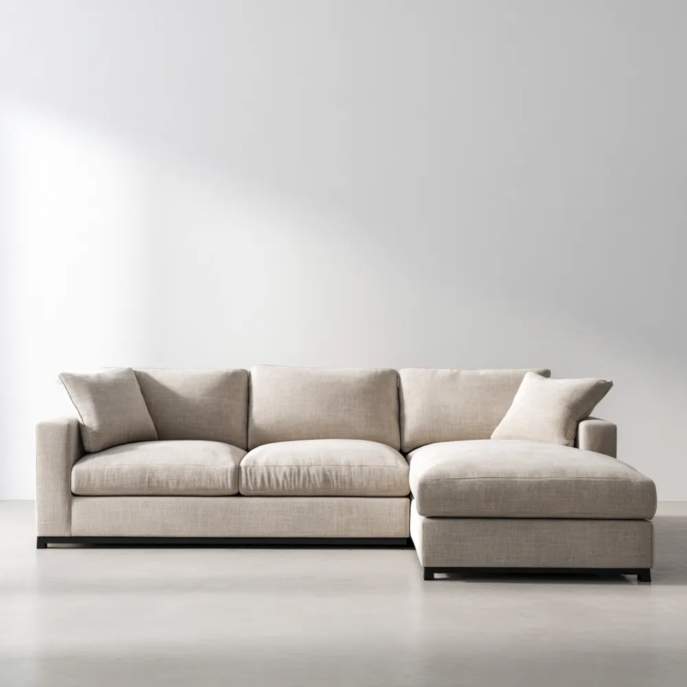 Canapé d'angle en tissu 300x160x85 cm – Beige – Design contemporain