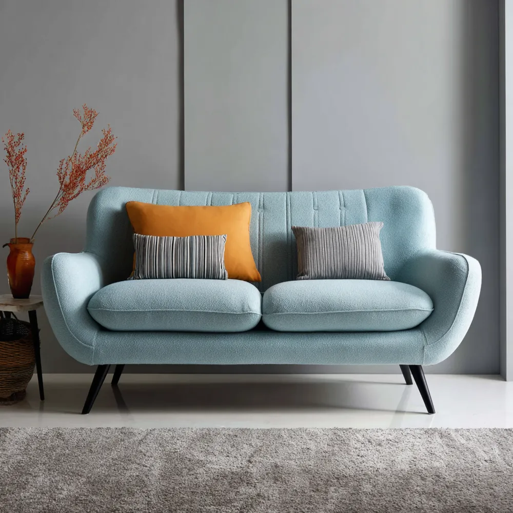 Canapé 2 places Tissu 150x85x80 cm - Bleu - Design Moderne