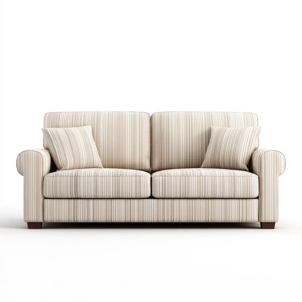 Canapé 2 places 160x85x90 cm en tissu rayé - Beige - Classique