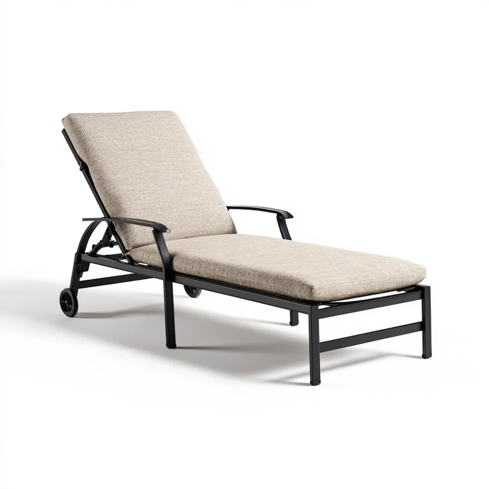 Chaise longue de jardin 195x64x88 cm cadre aluminium coussin Beige