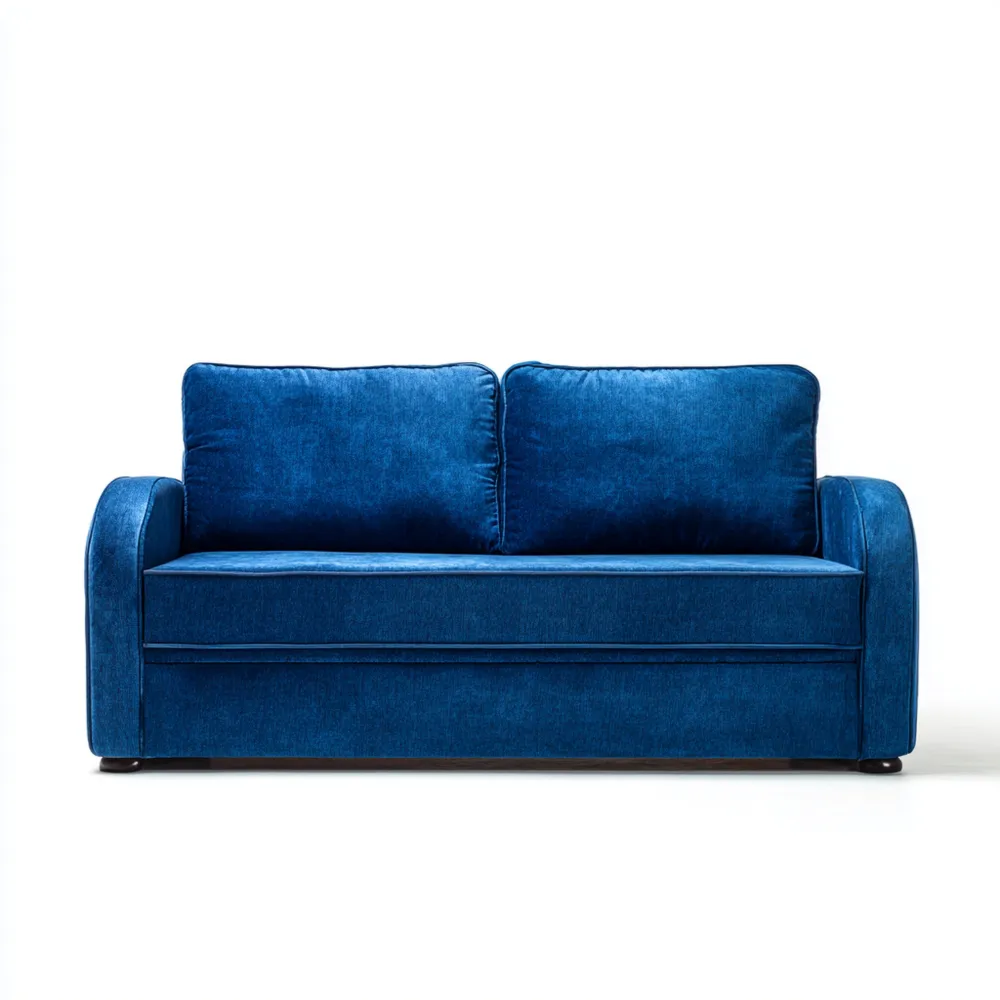 Canapé 2 places Velours Bleu 150x90x80 cm - Design Contemporain