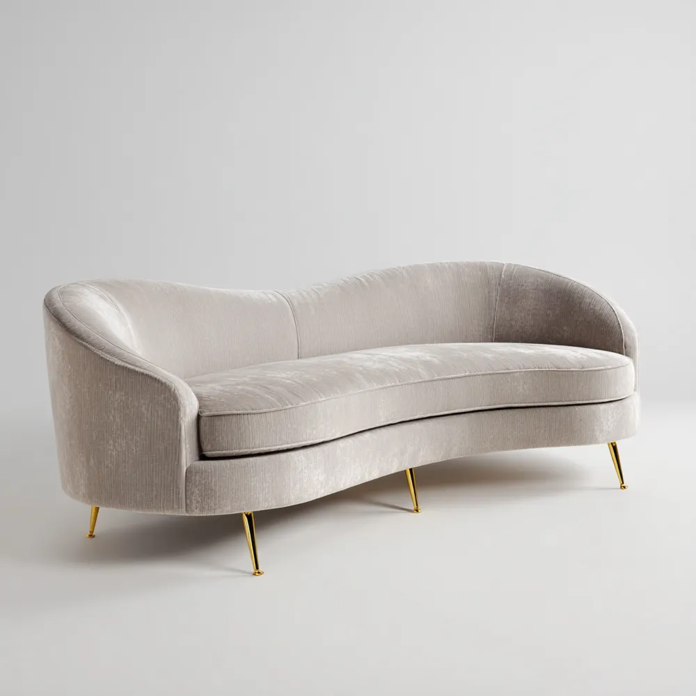 Canapé 2 places Velours 180x85x75 cm – Beige – Design Contemporain