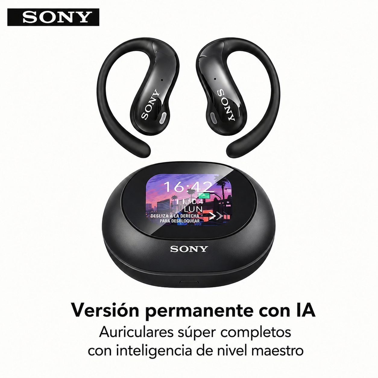Auriculares con traducción en tiempo real SONY, pantalla táctil, 150 idiomas, sonido HD y batería de larga duración.