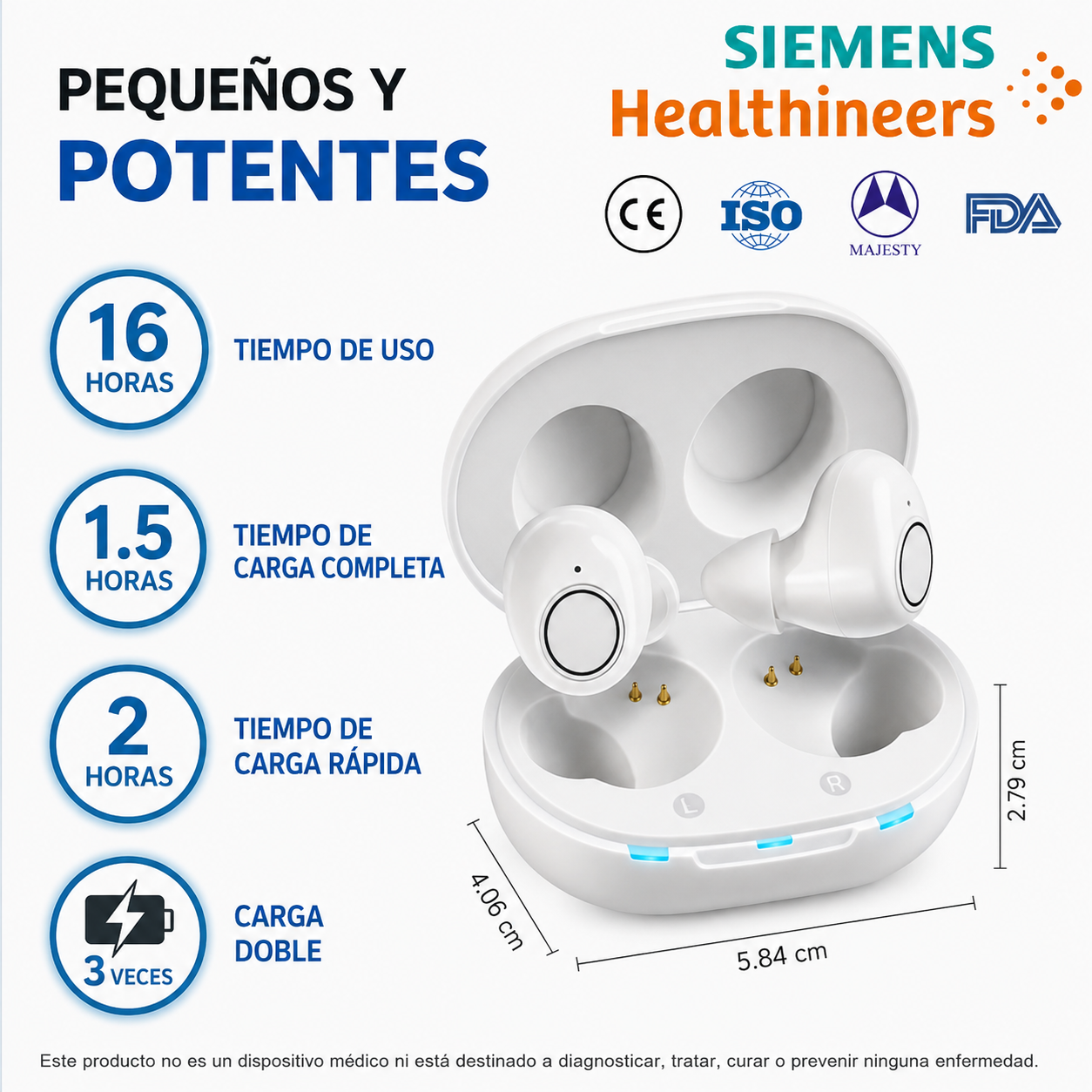 👂✨ SIEMENS JH-A39 Recargables • Aprobados por la FDA ✅ 🔋 Batería de larga duración + estuche de carga USB