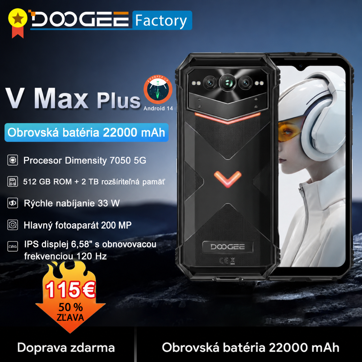 Doogee V Max Plus – Odolný 5G smartfón, celosvetové uvedenie na trh