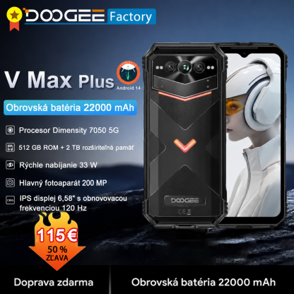 Doogee V Max Plus – Odolný 5G smartfón, celosvetové uvedenie na trh