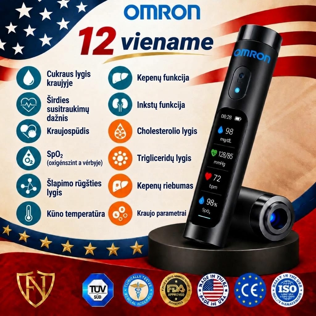 🚀 „Omron Healthcare“ proveržis 2027 m. 🔥 Naujausias išmanusis, neinvazinis gliukozės kiekio kraujyje matuoklis – su 99,9 % tikslumu.