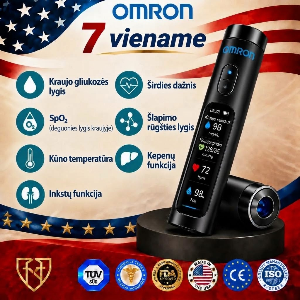🚀 „Omron Healthcare“ proveržis 2027 m. 🔥 Naujausias išmanusis, neinvazinis gliukozės kiekio kraujyje matuoklis – su 99,9 % tikslumu.