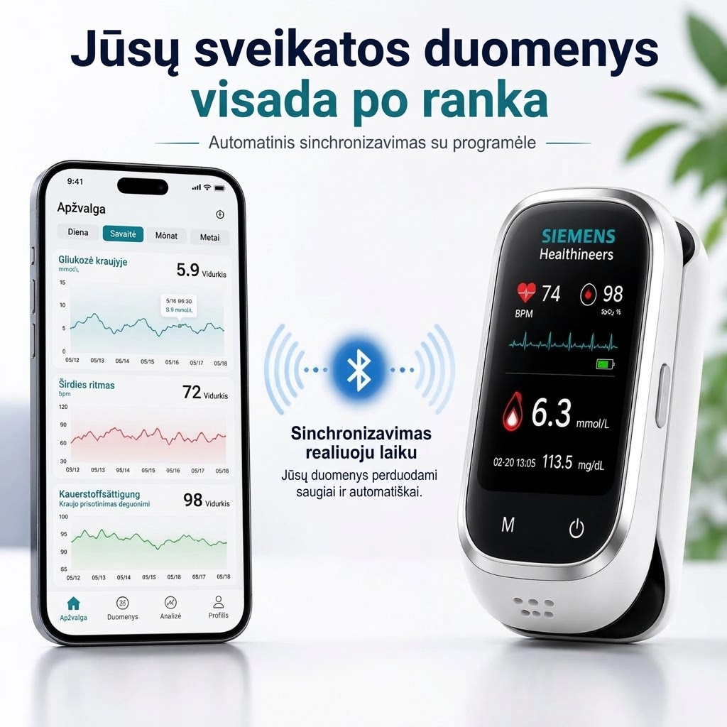 🩸 „Siemens™ 11 viename“ neinvazinis gliukomatis: be dūrio pirštan • be testavimo juostelių • rezultatai vos per 5 sekundes
