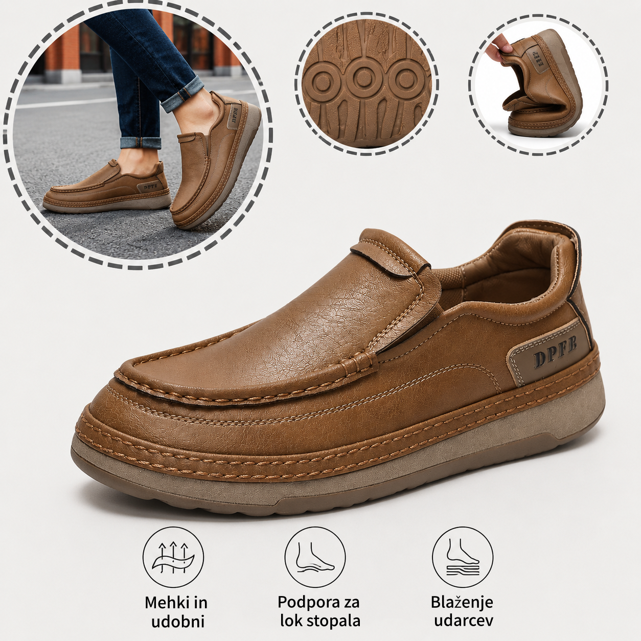 🎉 Danes -50 %! 👞 Moški usnjeni čevlji za vsak dan 🐂 Izdelani iz kakovostnega govejega usnja   ✅ Zračni in izjemno udobni  🦶 Nudijo podporo loku stopala—Učinkovito blaženje udarcev ✅Primerni za celodnevno hojo brez nelagodja