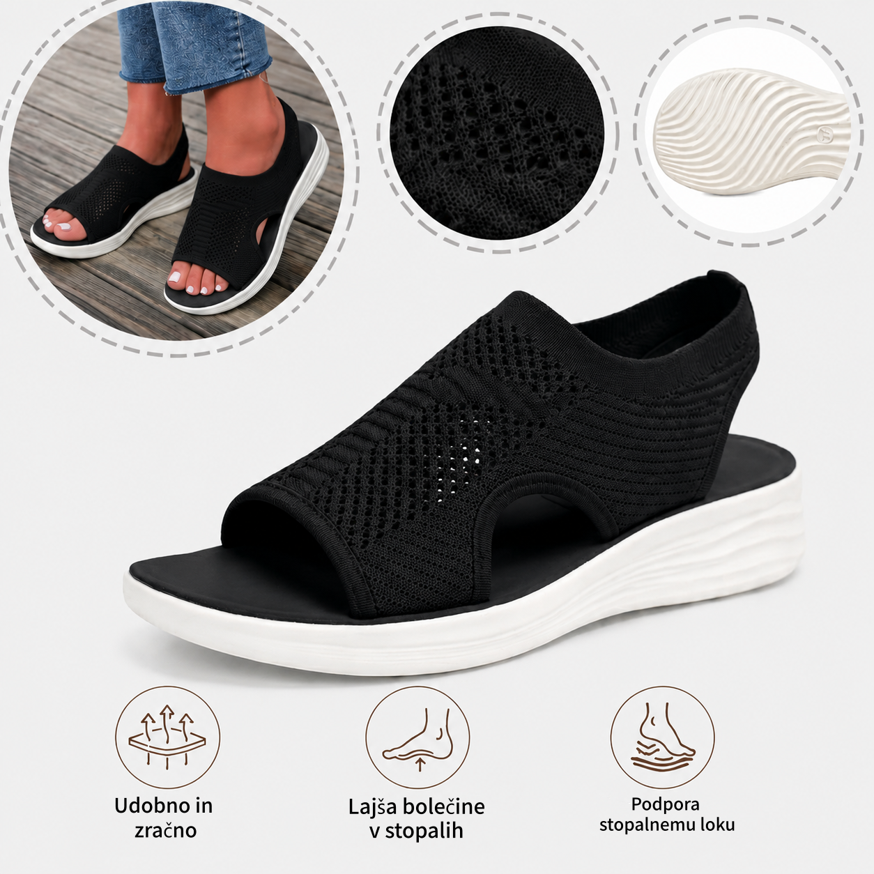 ⏰ Samo danes -50%!  👡 Udobni sandali z oporo za stopalni lok 🦶 Ergonomska zasnova za celodnevno udobje pri hoji ✅