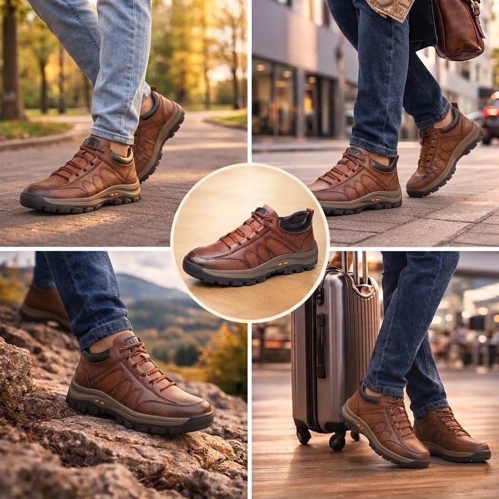 🐂 Ročno izdelani moški čevlji, iz telečjega usnja ✅ Pametni ortopedski čevlji + opora za gleženj 🦶 Udobni in nedrseči (idealni za ljudi s težavami s stopali!)