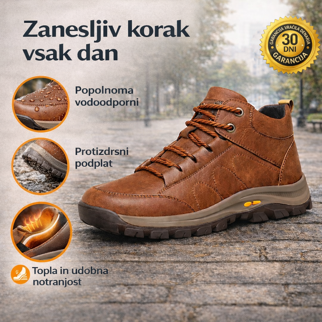 Lunmens® Premium usnjeni ortopedski čevlji – ergonomsko oblikovani za lajšanje bolečin v hrbtu, nogah in stopalih, ki ponujajo izjemno udobje, toploto in vodoodpornost (ročno izdelani)