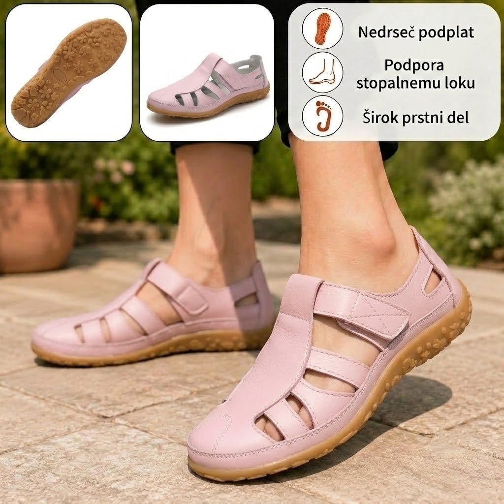 🎉 Časovno omejena akcija – 50 % POPUST! 👡 Ženski poletni sandali iz pravega usnja ✅ Mehak nedrseč podplat • Nastavljivo Velcro zapiranje ✅ Opora stopalnemu loku za udobno hojo ves dan