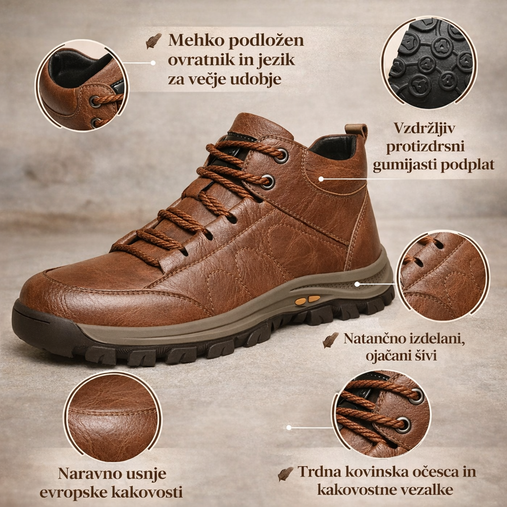 Lunmens® Premium usnjeni ortopedski čevlji – ergonomsko oblikovani za lajšanje bolečin v hrbtu, nogah in stopalih, ki ponujajo izjemno udobje, toploto in vodoodpornost (ročno izdelani)