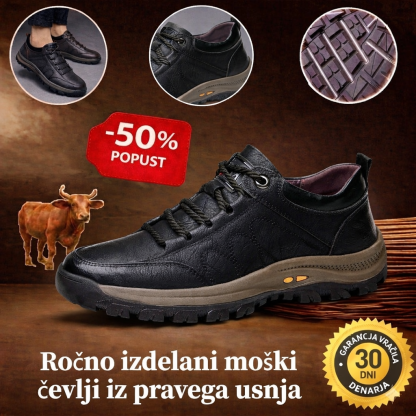 🐂 Moški ortopedski čevlji iz avstralske telečje kože 👞 Ročno šivani, vodoodporni in nedrseči ✅ Podpora za stopalni lok: udobna hoja ✅