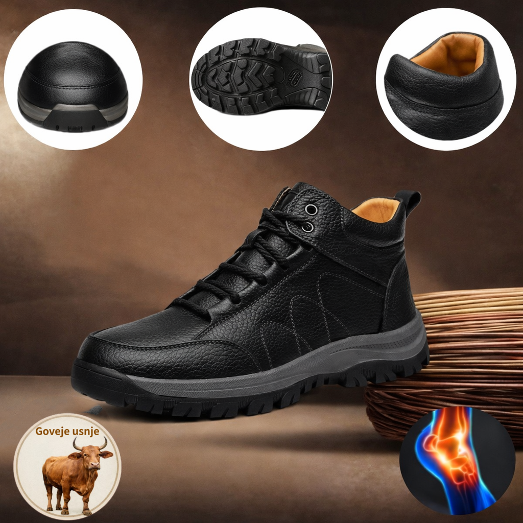 🐂 Italijanski ortopedski udobni čevlji iz telečje kože 🦶 Podpora stopalnega loka za zmanjšanje pritiska na stopalo ✅ Nedrseč podplat za stabilno in udobno hojo