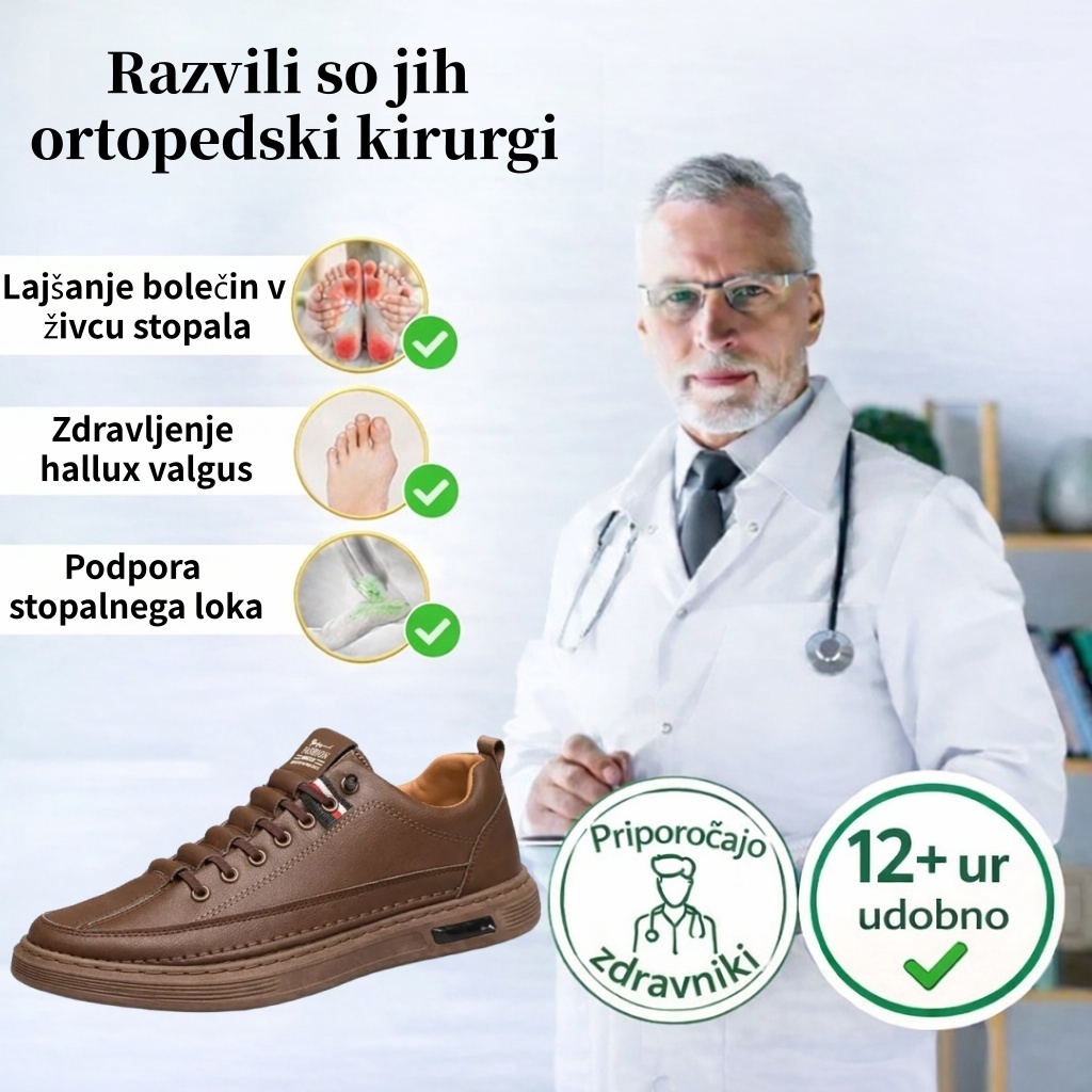 🔥50% popust! ⏰Ergonomsko oblikovani ortopedski čevlji za moške, izdelani iz telečjega usnja ✅Mehki, udobni in izjemno oporni🦶 - Učinkovito lajšajo bolečine v stopalih