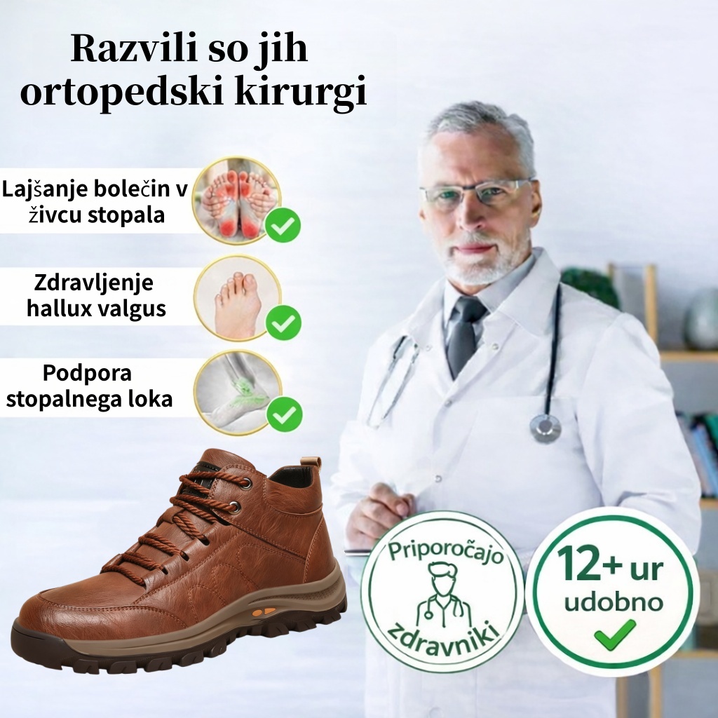 🐂 Moški ortopedski čevlji iz avstralske telečje kože 👞 Ročno šivani, vodoodporni in nedrseči ✅ Podpora za stopalni lok: udobna hoja ✅