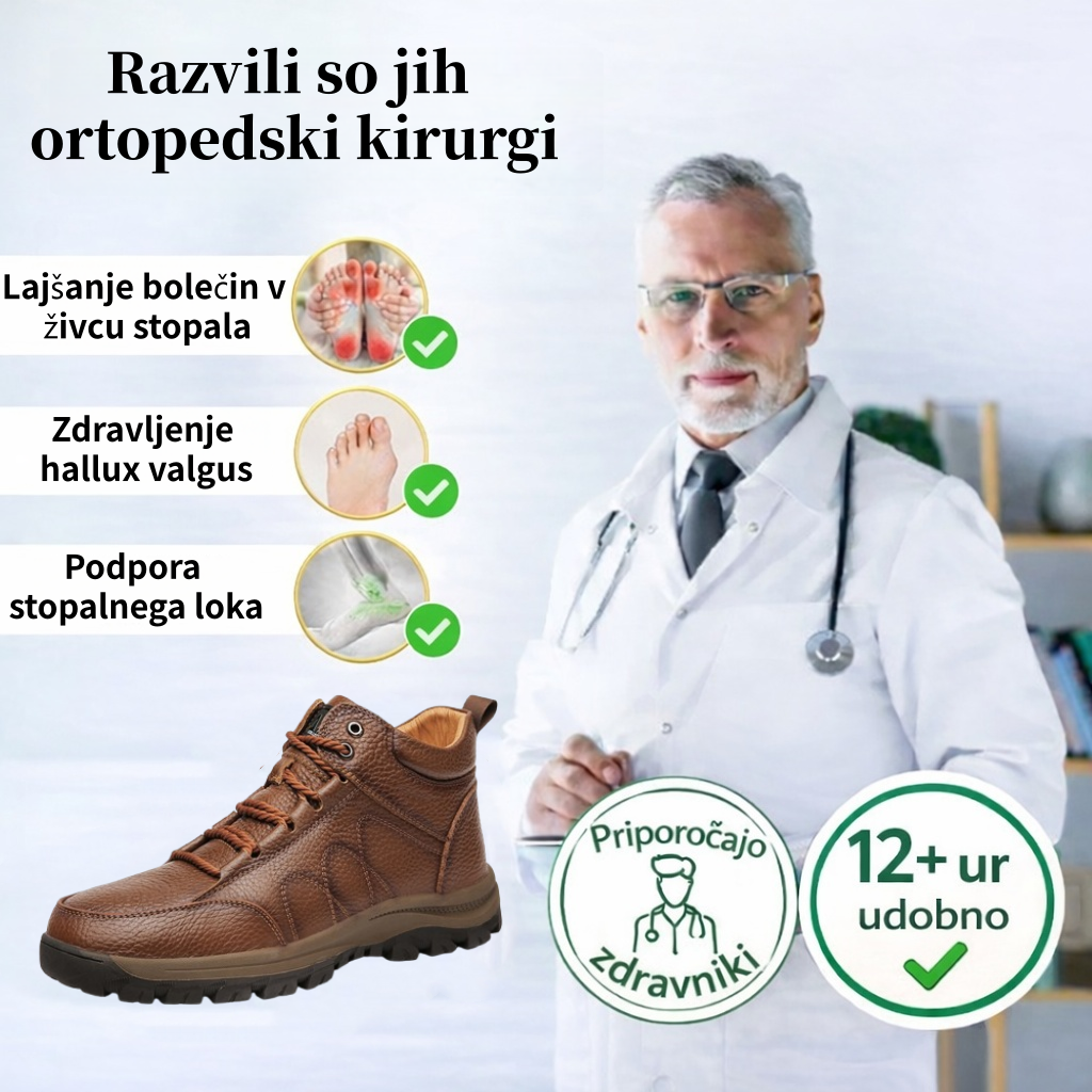 🐂 Moški ortopedski čevlji iz avstralske telečje kože 👞 Ročno šivani, vodoodporni in nedrseči ✅ Podpora za stopalni lok: udobna hoja ✅