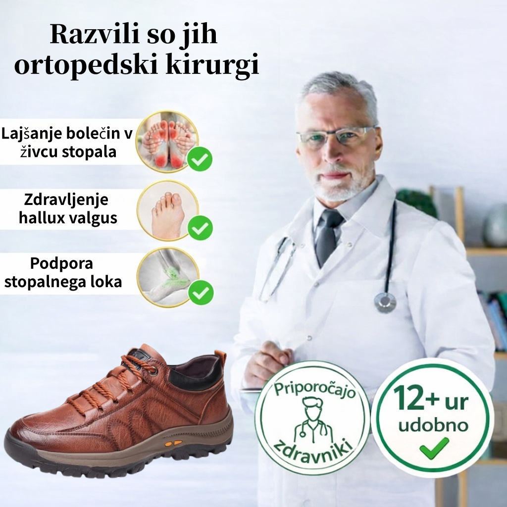 🐂 Moški ortopedski čevlji iz avstralske telečje kože 👞 Ročno šivani, vodoodporni in nedrseči ✅ Podpora za stopalni lok: udobna hoja ✅