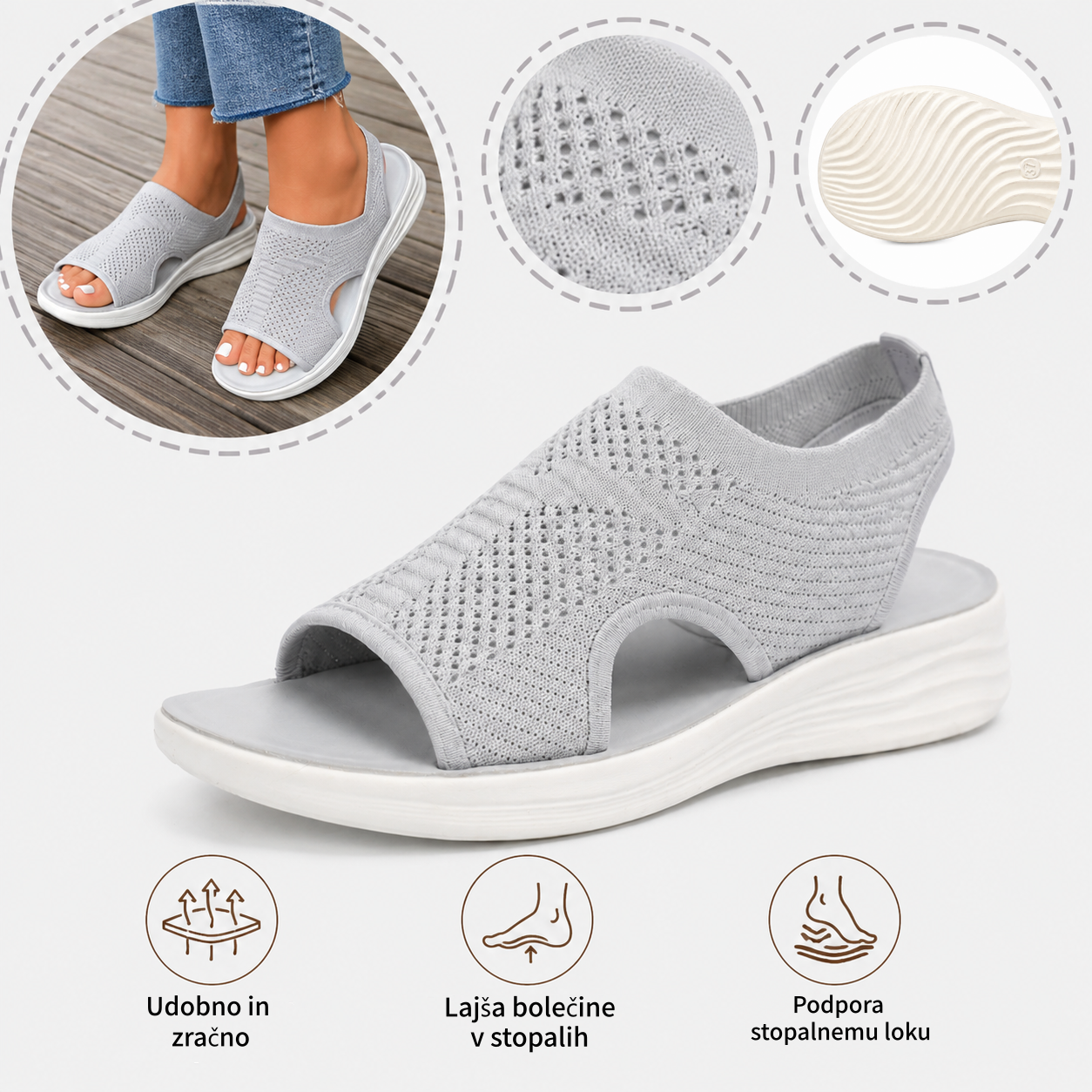 ⏰ Samo danes -50%!  👡 Udobni sandali z oporo za stopalni lok 🦶 Ergonomska zasnova za celodnevno udobje pri hoji ✅