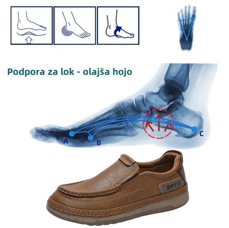 🎉 Danes -50 %! 👞 Moški usnjeni čevlji za vsak dan 🐂 Izdelani iz kakovostnega govejega usnja   ✅ Zračni in izjemno udobni  🦶 Nudijo podporo loku stopala—Učinkovito blaženje udarcev ✅Primerni za celodnevno hojo brez nelagodja