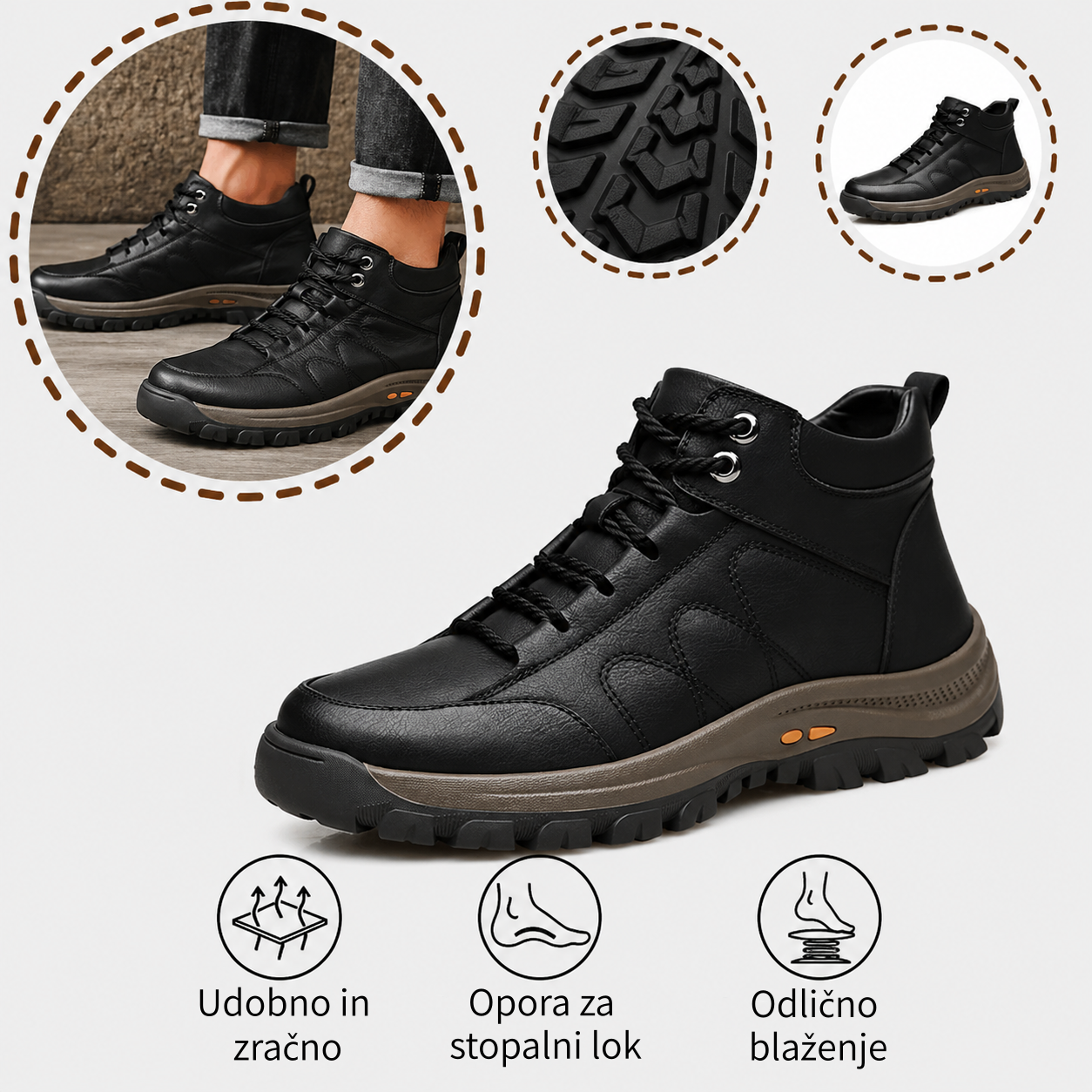 🐂 Moški ortopedski čevlji iz avstralske telečje kože 👞 Ročno šivani, vodoodporni in nedrseči ✅ Podpora za stopalni lok: udobna hoja ✅