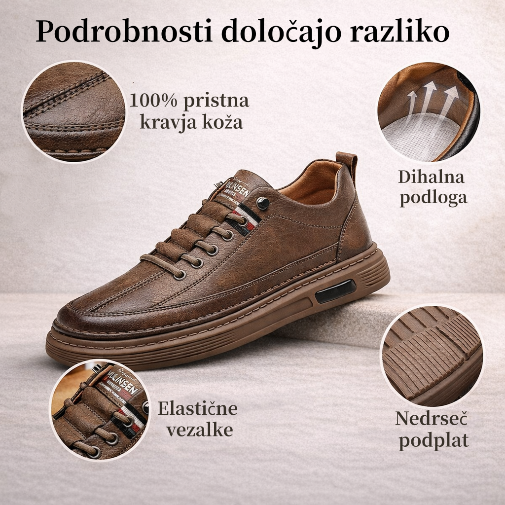 🔥50% popust! ⏰Ergonomsko oblikovani ortopedski čevlji za moške, izdelani iz telečjega usnja ✅Mehki, udobni in izjemno oporni🦶 - Učinkovito lajšajo bolečine v stopalih